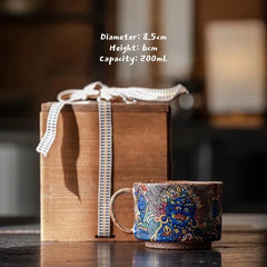 Hand-Painted Mahakala Tea Cup - Wabi-Sabi Style Ceramic Chawan - Jiujue Tang Artisan Collection