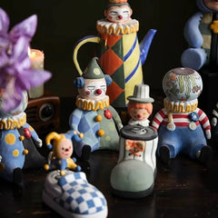 Whimsical Clown Ceramic Decor - Handcrafted Tabletop Sculpture, Unique Home Gift & Funny Desk Art"