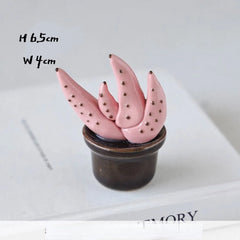 Ceramic Cactus Desk Decor - Whimsical Office & Computer Desktop Decorations, Creative Mini Succulent Home Accent