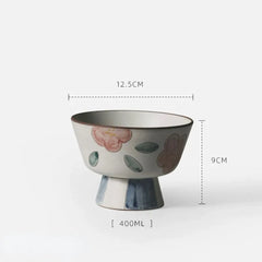 Japanese-Style Stoneware Tableware with Floral Motifs