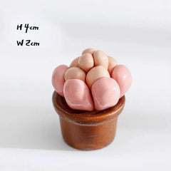 Ceramic Cactus Desk Decor - Whimsical Office & Computer Desktop Decorations, Creative Mini Succulent Home Accent