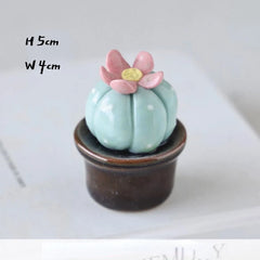 Ceramic Cactus Desk Decor - Whimsical Office & Computer Desktop Decorations, Creative Mini Succulent Home Accent