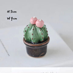 Ceramic Cactus Desk Decor - Whimsical Office & Computer Desktop Decorations, Creative Mini Succulent Home Accent