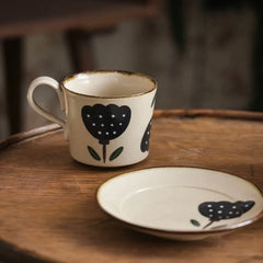 Hand-Painted Floral Vintage Coffee Cup & Saucer Set