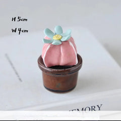 Ceramic Cactus Desk Decor - Whimsical Office & Computer Desktop Decorations, Creative Mini Succulent Home Accent