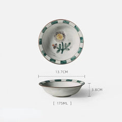 Japanese-Style Stoneware Tableware with Floral Motifs