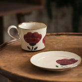 Ceramic Coffee Set, Floral Vintage Cup with Saucer