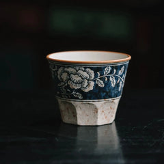 Retro Blue & White Coffee Cup