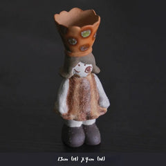 Handcrafted Ceramic Girl Figurine - Decorative Incense Holder, Cute Desk Decor & Aromatherapy Tea Pet for Home/Office