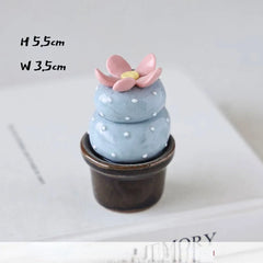 Ceramic Cactus Desk Decor - Whimsical Office & Computer Desktop Decorations, Creative Mini Succulent Home Accent