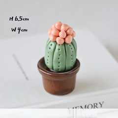 Ceramic Cactus Desk Decor - Whimsical Office & Computer Desktop Decorations, Creative Mini Succulent Home Accent