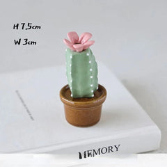 Ceramic Cactus Desk Decor - Whimsical Office & Computer Desktop Decorations, Creative Mini Succulent Home Accent