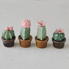 Ceramic Cactus Desk Decor - Whimsical Office & Computer Desktop Decorations, Creative Mini Succulent Home Accent
