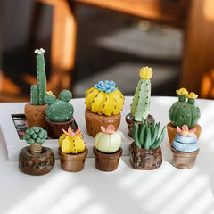 Ceramic Cactus Desk Decor - Whimsical Office & Computer Desktop Decorations, Creative Mini Succulent Home Accent