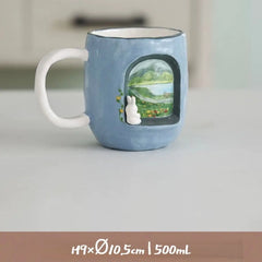 Handcrafted 3D Cartoon Ceramic Mug - Large Hand-Painted Tea/Coffee Cup for Home