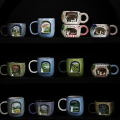 Handcrafted 3D Cartoon Ceramic Mug - Large Hand-Painted Tea/Coffee Cup for Home