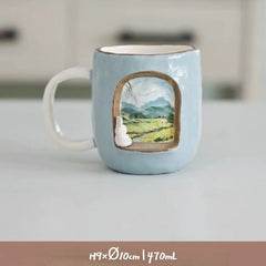 Handcrafted 3D Cartoon Ceramic Mug - Large Hand-Painted Tea/Coffee Cup for Home