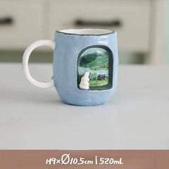 Handcrafted 3D Cartoon Ceramic Mug - Large Hand-Painted Tea/Coffee Cup for Home