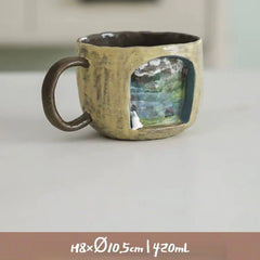 Handcrafted 3D Cartoon Ceramic Mug - Large Hand-Painted Tea/Coffee Cup for Home