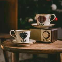 Hand-Painted Floral Vintage Coffee Cup & Saucer Set