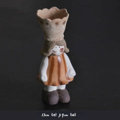 Handcrafted Ceramic Girl Figurine - Decorative Incense Holder, Cute Desk Decor & Aromatherapy Tea Pet for Home/Office