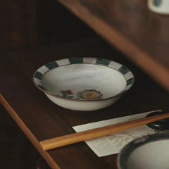 Japanese-Style Stoneware Tableware with Floral Motifs