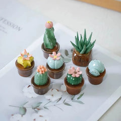 Ceramic Cactus Desk Decor - Whimsical Office & Computer Desktop Decorations, Creative Mini Succulent Home Accent