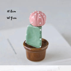 Ceramic Cactus Desk Decor - Whimsical Office & Computer Desktop Decorations, Creative Mini Succulent Home Accent