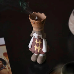 Handcrafted Ceramic Girl Figurine - Decorative Incense Holder, Cute Desk Decor & Aromatherapy Tea Pet for Home/Office