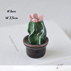 Ceramic Cactus Desk Decor - Whimsical Office & Computer Desktop Decorations, Creative Mini Succulent Home Accent