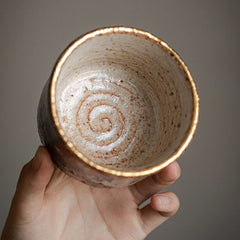 Hand-Painted Mahakala Tea Cup - Wabi-Sabi Style Ceramic Chawan - Jiujue Tang Artisan Collection