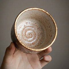 Hand-Painted Mahakala Tea Cup - Wabi-Sabi Style Ceramic Chawan - Jiujue Tang Artisan Collection