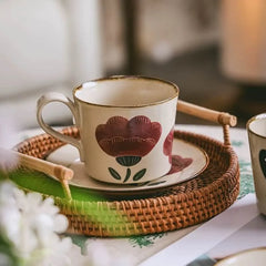 Hand-Painted Floral Vintage Coffee Cup & Saucer Set