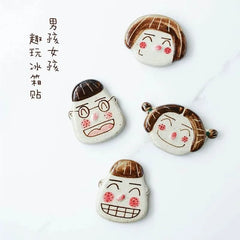 Whimsical Hand-Painted Ceramic Fridge Magnets - Cute Cartoon Decor, Fun Kitchen Accessories & Creative Blackboard Clips
