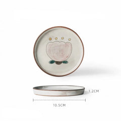 Japanese-Style Stoneware Tableware with Floral Motifs