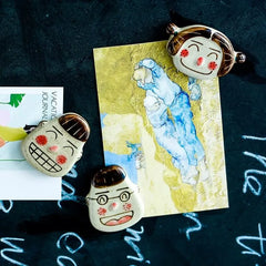 Whimsical Hand-Painted Ceramic Fridge Magnets - Cute Cartoon Decor, Fun Kitchen Accessories & Creative Blackboard Clips