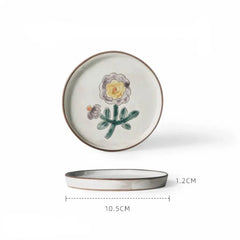 Japanese-Style Stoneware Tableware with Floral Motifs
