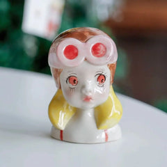 Handcrafted Ceramic Cartoon Figurine - Unique Artisan Desk & Home Decor for Living Room/Bedroom