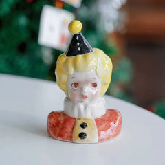 Handcrafted Ceramic Cartoon Figurine - Unique Artisan Desk & Home Decor for Living Room/Bedroom