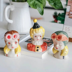 Handcrafted Ceramic Cartoon Figurine - Unique Artisan Desk & Home Decor for Living Room/Bedroom