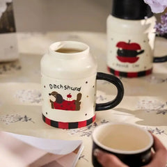Cartoon Lidded Tumbler, Large Ceramic Water Cup