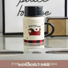 Cartoon Lidded Tumbler, Large Ceramic Water Cup
