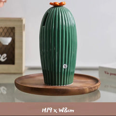 Ceramic Cactus Money Bank - Whimsical Succulent Decor for Desk, Office & Living Room, Creative Piggy Coin Holder