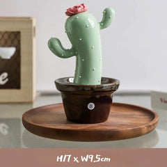 Ceramic Cactus Money Bank - Whimsical Succulent Decor for Desk, Office & Living Room, Creative Piggy Coin Holder