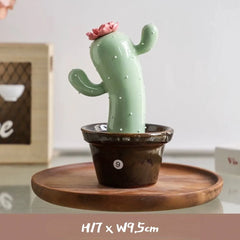 Ceramic Cactus Money Bank - Whimsical Succulent Decor for Desk, Office & Living Room, Creative Piggy Coin Holder