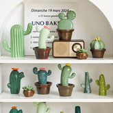 Ceramic Cactus Money Bank, Succulent Coin Holder for Desk