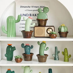 Ceramic Cactus Money Bank - Whimsical Succulent Decor for Desk, Office & Living Room, Creative Piggy Coin Holder