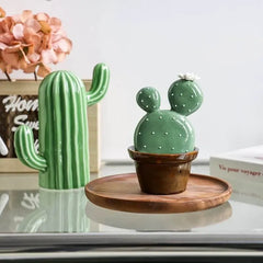 Ceramic Cactus Money Bank - Whimsical Succulent Decor for Desk, Office & Living Room, Creative Piggy Coin Holder