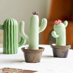 Ceramic Cactus Money Bank - Whimsical Succulent Decor for Desk, Office & Living Room, Creative Piggy Coin Holder