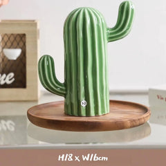 Ceramic Cactus Money Bank - Whimsical Succulent Decor for Desk, Office & Living Room, Creative Piggy Coin Holder